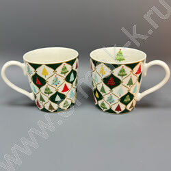 Набор посуды: 2 Кружки керам 370мл "Елочки" NEW | Фото 1