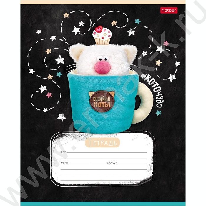 Тетрадь  18л клетка "Кофейные коты" 5видов | Фото 1