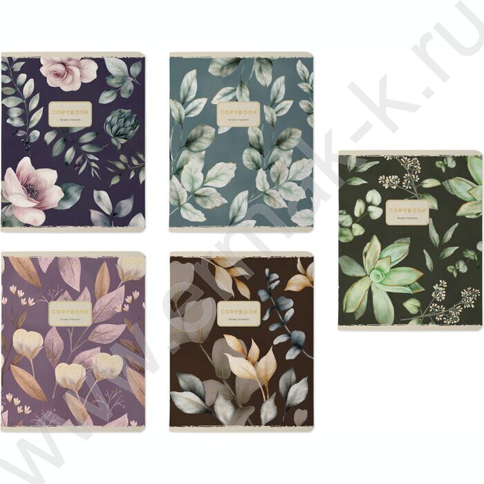 Тетрадь  48л линейка "Flowers challenge" /матовая ламинация Soft Touch, фольга серебро/ ассорти | Фото 1