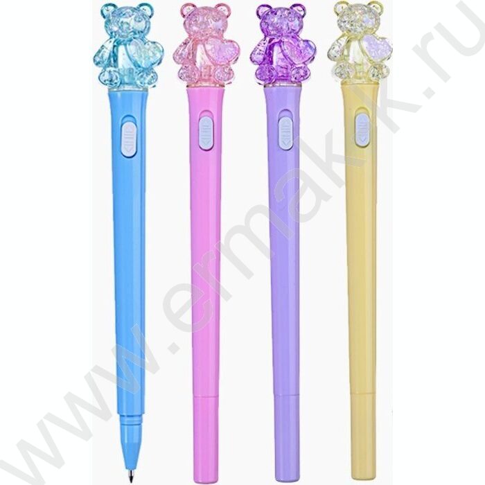 Ручка шар 0,7мм синяя Мишки /корпус пл.,с подсветкой ассорти,сменный стержень 100 мм | Фото 1