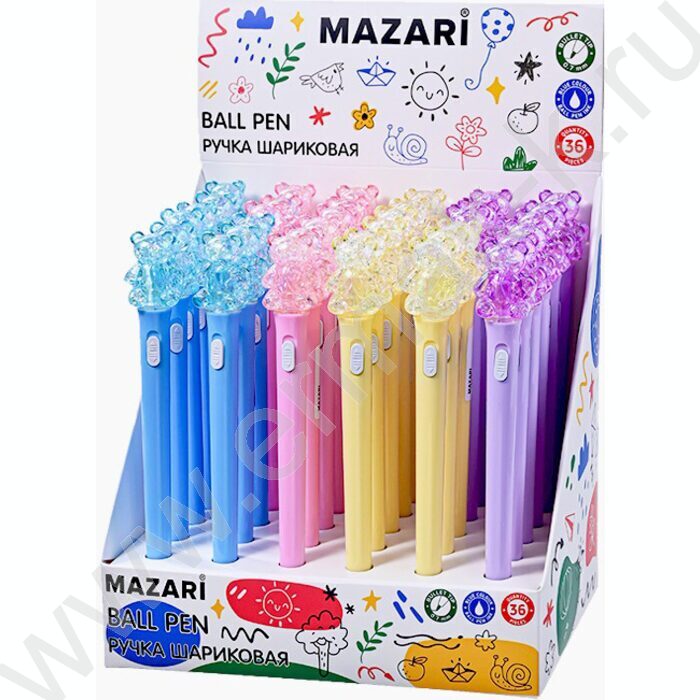 Ручка шар 0,7мм синяя Мишки /корпус пл.,с подсветкой ассорти,сменный стержень 100 мм | Фото 3