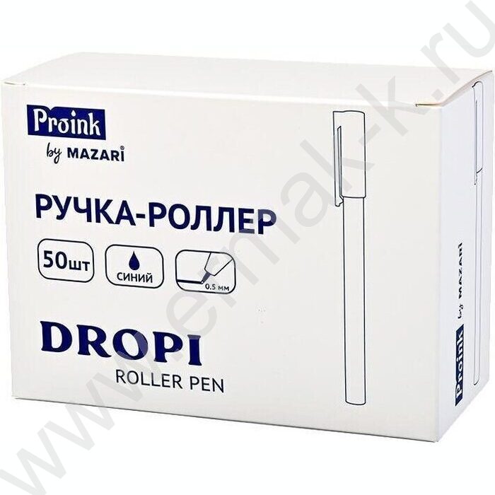 Ручка-роллер 0,5мм синяя Dropi /игла,корпус пластиковый прозрачный | Фото 3