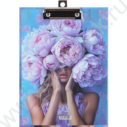 Клипборд А4 мат.ламин. с зажимом Девушка с пионами | Фото 1