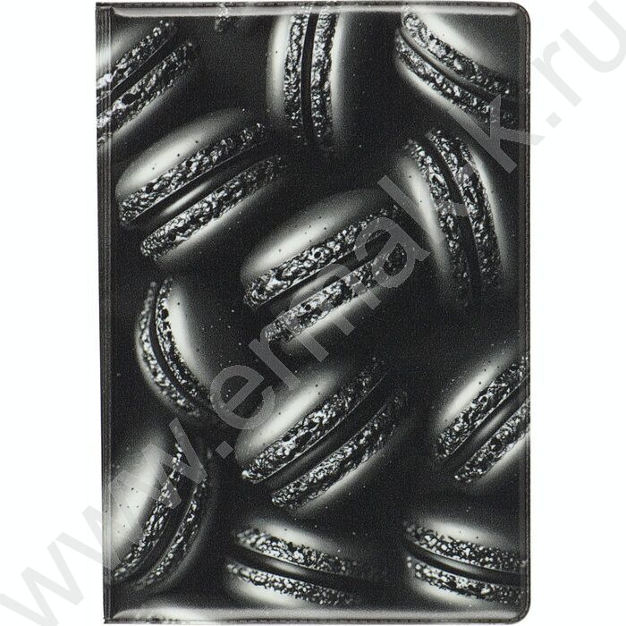 Обложка д/паспорта ПВХ "Black macaroons" | Фото 1