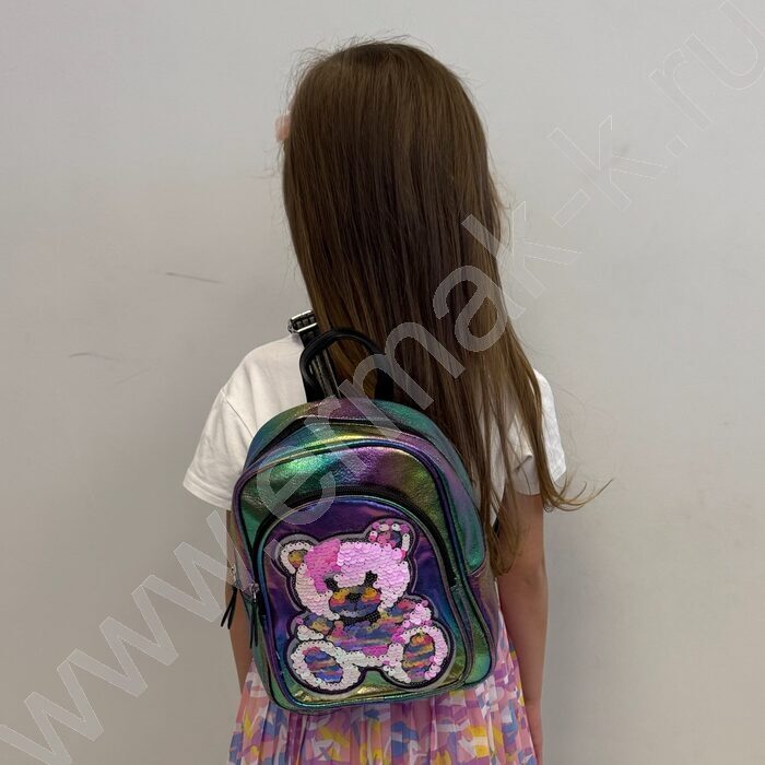 Рюкзак 24*21*10см. "Медвежонок" пайетки /хамелеон | Фото 5