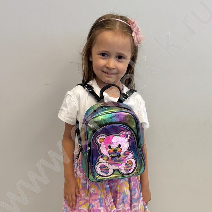 Рюкзак 24*21*10см. "Медвежонок" пайетки /хамелеон | Фото 6