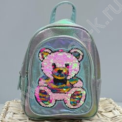 Рюкзак 24*21*10см. "Медвежонок" пайетки /бирюзовый NEW | Фото 4