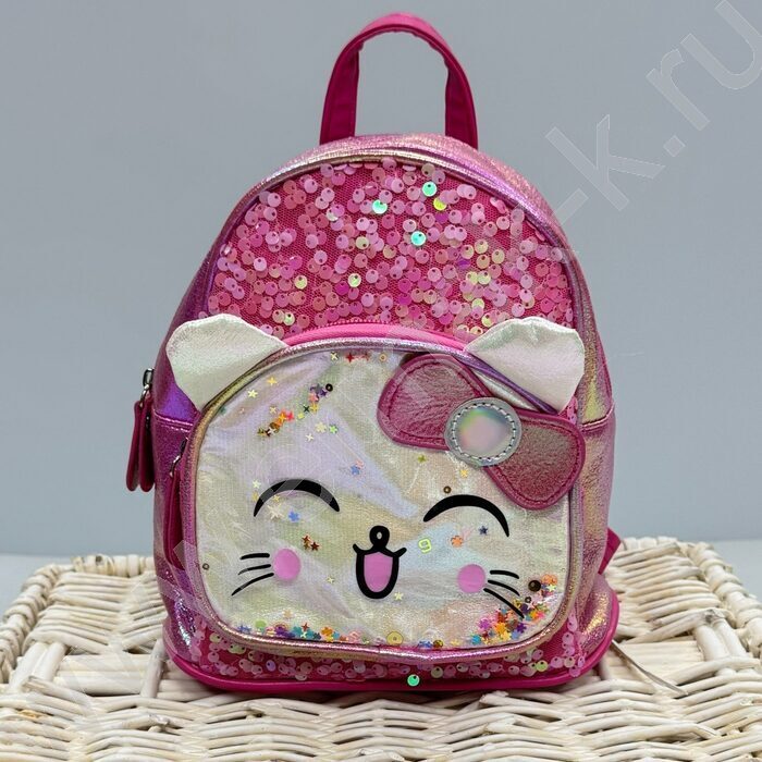 Рюкзак 21*20*10см. "Котенок" пайетки /фуксия | Фото 4