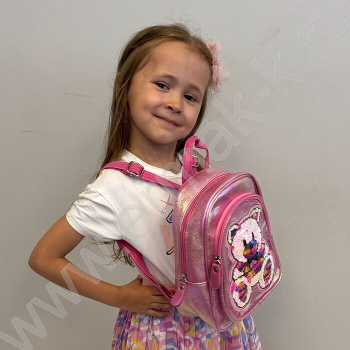 Рюкзак 21*20*10см. "Котенок" пайетки /фуксия | Фото 5