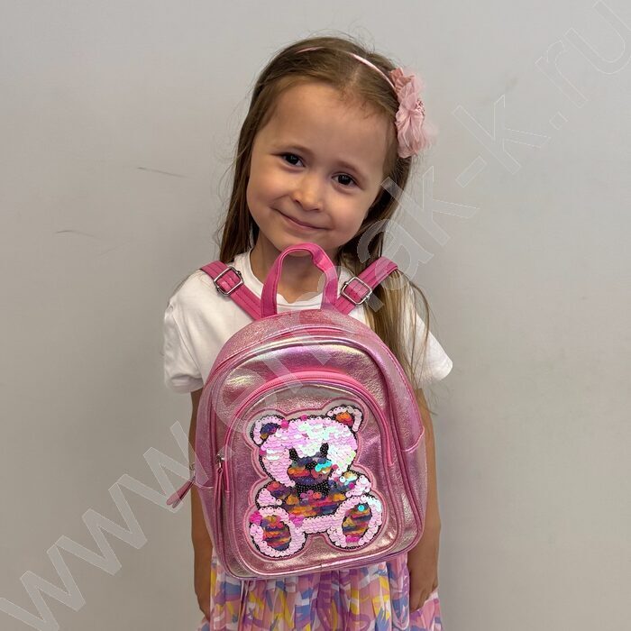 Рюкзак 21*20*10см. "Котенок" пайетки /фуксия | Фото 6