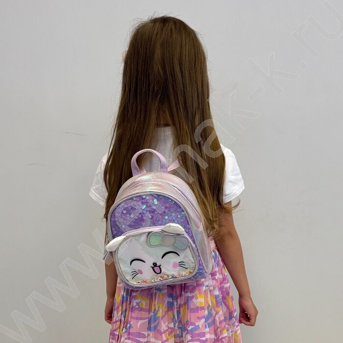Рюкзак 21*20*10см. "Котенок" пайетки /сиреневый | Фото 5