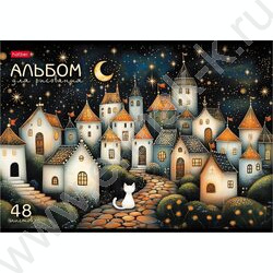 Альбом д/рисования пл.обл. 48л "Лунный котик" ассорти NEW | Фото 1
