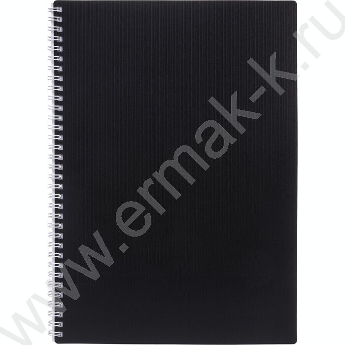 Тетрадь  80л А4 клетка/спираль/пластик.обл./многоуров.перфорация/ "VELVET  Черная" | Фото 1
