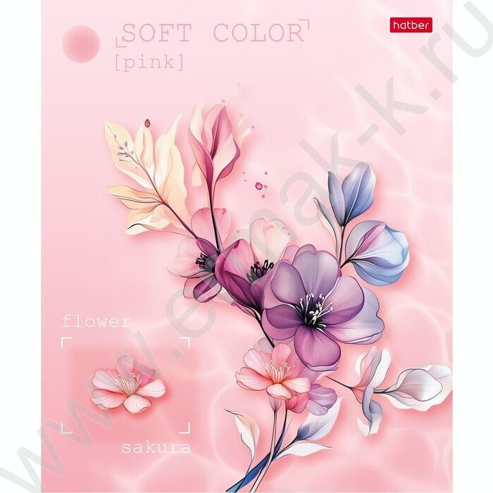 Тетрадь  80л клетка "Эстетика цветов" /ламинация Soft-touch/ 5видов | Фото 1