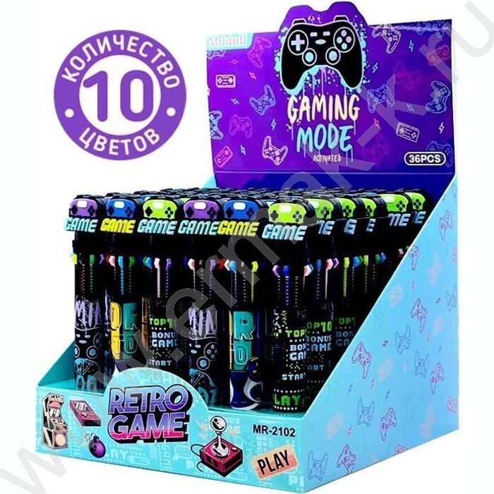 Ручка шар авт 10-ти цветная 0,7мм Game /корпус пл.цветной, сменный стержень 68мм | Фото 2