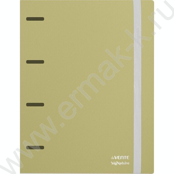 Папка 4 кольца 30мм "sigNATURE" фактура "ткань" 0,65мм, карман внутр./вмест.250л, оливковая | Фото 1