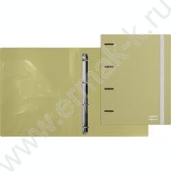 Папка 4 кольца 30мм "sigNATURE" фактура "ткань" 0,65мм, карман внутр./вмест.250л, оливковая | Фото 2