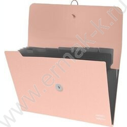 Папка на резинках/кнопке 8отд. A4 "sigNATURE" 600мкм, фактура "ткань" черные разд-ли /розовая NEW | Фото 2