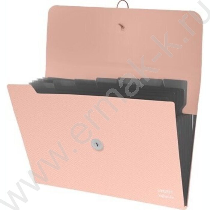 Папка на резинках/кнопке 8отд. A4 "sigNATURE" 600мкм, фактура "ткань" черные разд-ли /розовая | Фото 2