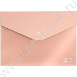 Папка-конверт на кнопке А4 sigNATURE фактура "ткань" мат. прозрарач. 350мкм, пудрово розовая NEW | Фото 1