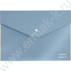 Папка-конверт на кнопке А4 sigNATURE фактура "ткань" мат. прозрарач. 350мкм, сумеречно синяя NEW | Фото 1