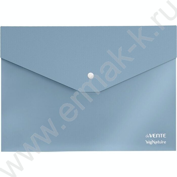 Папка-конверт на кнопке А4 sigNATURE фактура "ткань" мат. прозрарач. 350мкм, сумеречно синяя | Фото 1