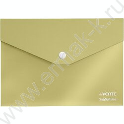 Папка-конверт на кнопке А5 sigNATURE фактура "ткань" мат. прозрарач. 350мкм, оливковая NEW | Фото 1
