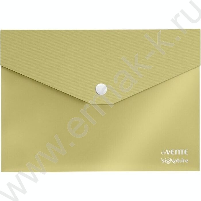 Папка-конверт на кнопке А5 sigNATURE фактура "ткань" мат. прозрарач. 350мкм, оливковая | Фото 1