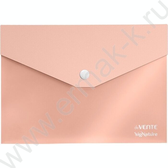 Папка-конверт на кнопке А5 sigNATURE фактура "ткань" мат. прозрарач. 350мкм, пудрово розовая | Фото 1