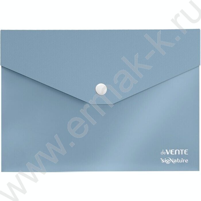 Папка-конверт на кнопке А5 sigNATURE фактура "ткань" мат. прозрарач. 350мкм, сумеречно синяя | Фото 1