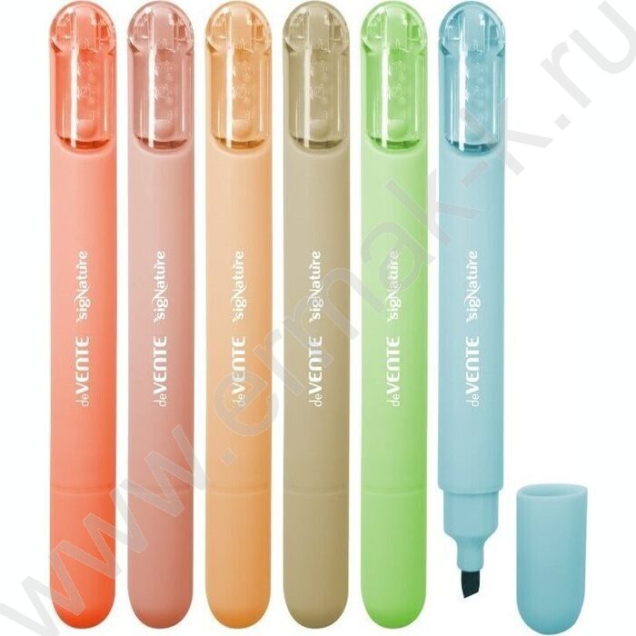Текстовыделитель /набор  6цв/ 1-4мм косой "sigNATURE", плоский корпус c клипом | Фото 1