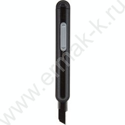 Нож канцелярский  9мм "TOTAL BLACK" черный,  метал.направляющие, автомат. NEW | Фото 1