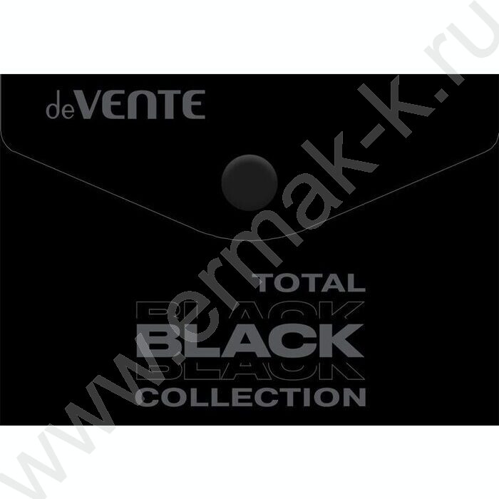 Папка-конверт на кнопке А7 10,5*7,4см "TOTAL BLACK" непрозр. черная с дизайом, 180мкм /ассорти | Фото 1