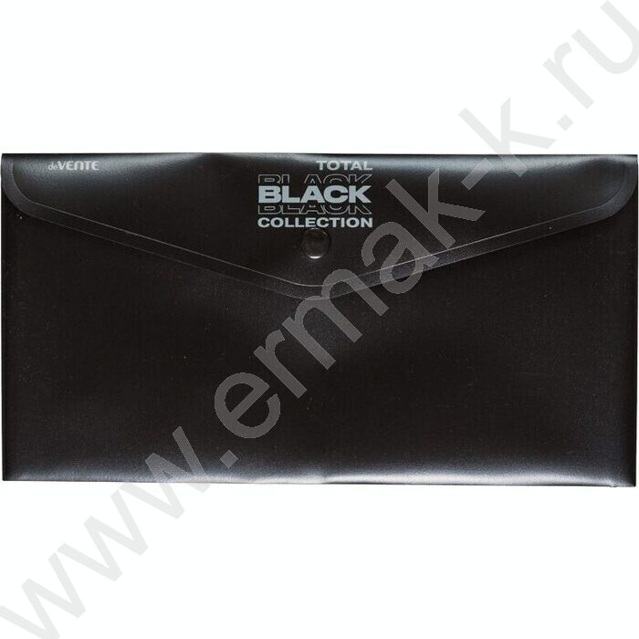 Папка-конверт на кнопке Travel-size DL "TOTAL BLACK" н/прозр. черная с дизайном 180мкм | Фото 1