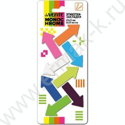 Набор самокл. этикеток-закладок MonoChrome 47*23мм /20л*8цв пластик полупр. в форме стрелки NEW | Фото 1