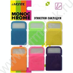 Набор самокл. этикеток-закладок MonoChrome 24*38мм /10л*6 неоновых цв, пластик полупр. NEW | Фото 1
