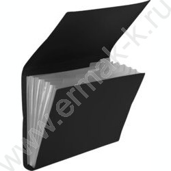 Папка картотека  6отд. Uno Black фактура "песок", А4, непрозрачная черная NEW | Фото 1