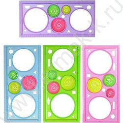 Трафарет Спирограф линейка-калейдоскоп 20см, 3 круглых вкладыша разного размера | Фото 1