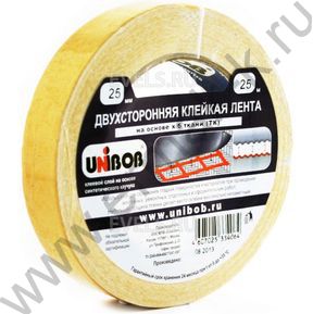 Скотч двустор.полипропилен белый 25*25 Unibob