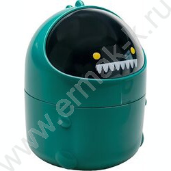 Контейнер д/бумаг настольный 12*12*16см "Dino" с крышкой, круглой формы /зеленый NEW | Фото 1