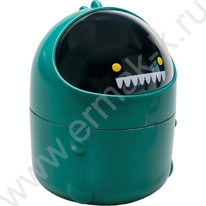 Контейнер д/бумаг настольный 12*12*16см "Dino" с крышкой, круглой формы /зеленый | Фото 1