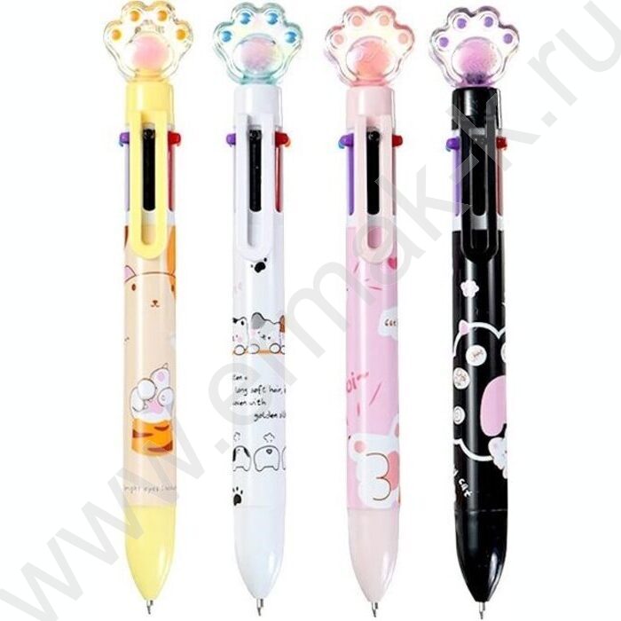 Ручка шар авт 6-ти цв "Miao" 0,7мм,корпус пл.цв.,сменный стержень 87мм | Фото 1