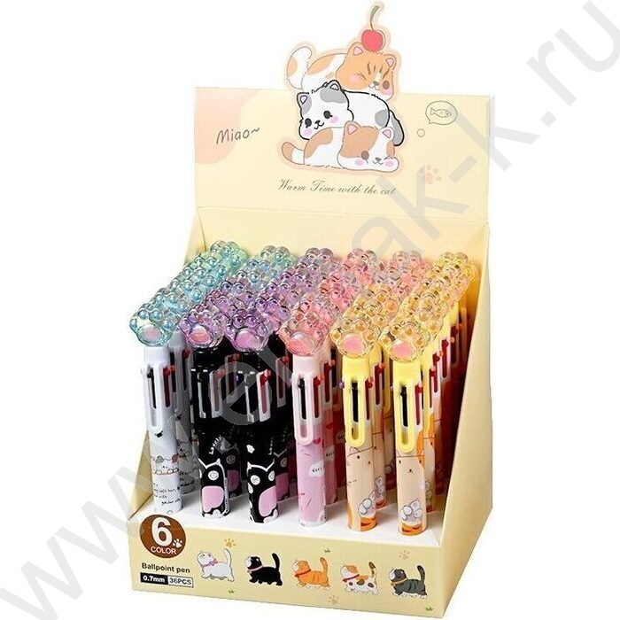 Ручка шар авт 6-ти цв "Miao" 0,7мм,корпус пл.цв.,сменный стержень 87мм | Фото 2