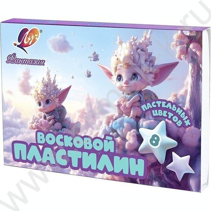 Пластилин восковой 8цв 120г Фантазия+стек /пастель | Фото 1