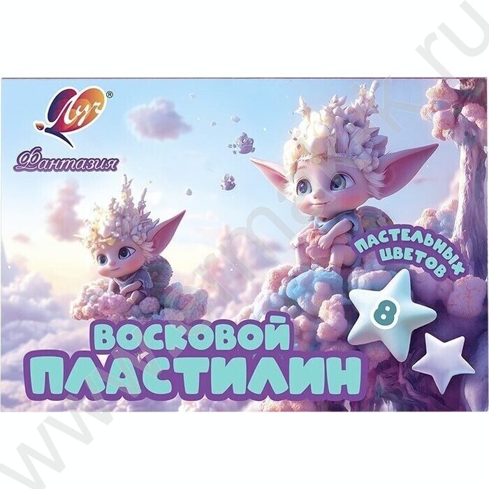 Пластилин восковой 8цв 120г Фантазия+стек /пастель | Фото 2