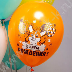 Шар воздушный 12" шелк рис. 1ст СДР! Весёлые животные 2цв. 5дизайнов NEW | Фото 6