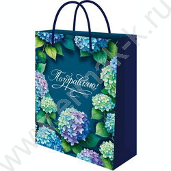 Пакет подарочный с матовой лам. 190гр 32,4*44,5*10,2см (XL) Гортензия NEW | Фото 1