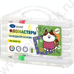 Фломастеры  12цв Кошки /с мягкой кистью/на водной основе; белый корпус, вентилируемый колпачок,  NEW | Фото 1