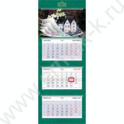 Календарь квартальный на 4-х гребнях/3месяца/ 2026г "Уютный сад" блок 5 постеров NEW | Фото 1