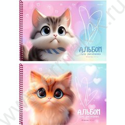 Альбом д/рисования-спираль 40л "Коты с большими глазами" ассорти NEW | Фото 1